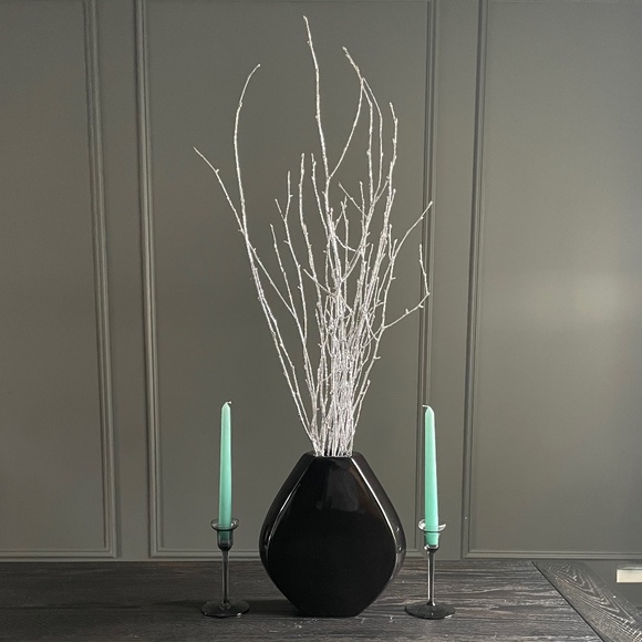 Vintage 1997 Haeger Pottery Shiny Black Art Deco Angular 11" Vase - Rare! - Picture 2 of 8